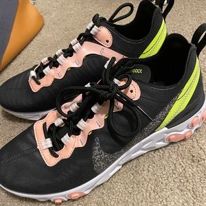 Nike React Element 55 Premium Black Coral Stardust Sz 8